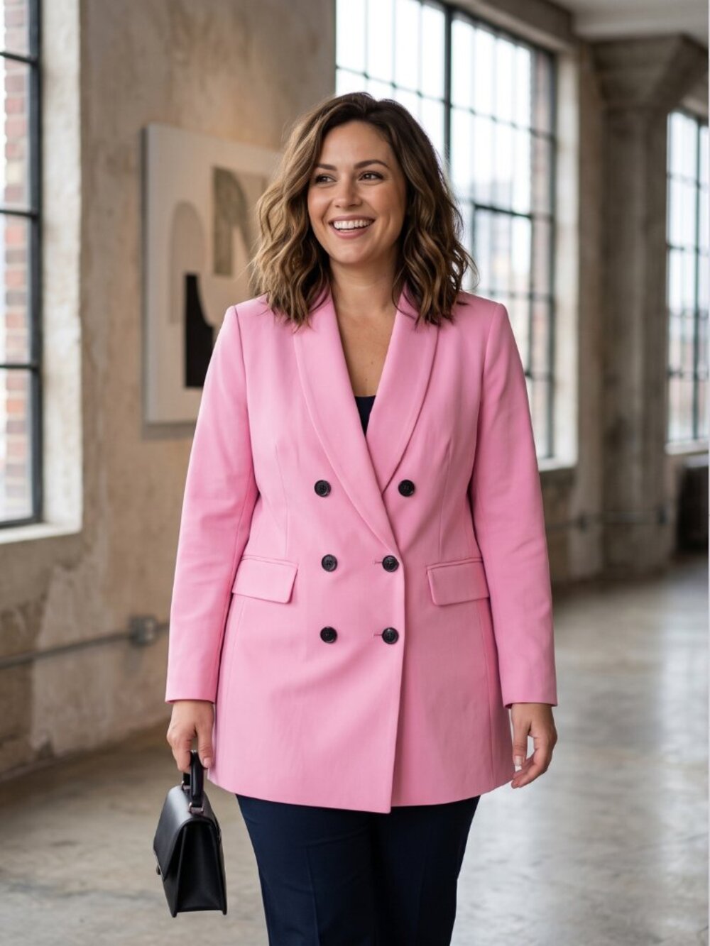 CeCe Bubblegum Pink Double Breasted Blazer NWT Size 10 Barbiecore Preppy